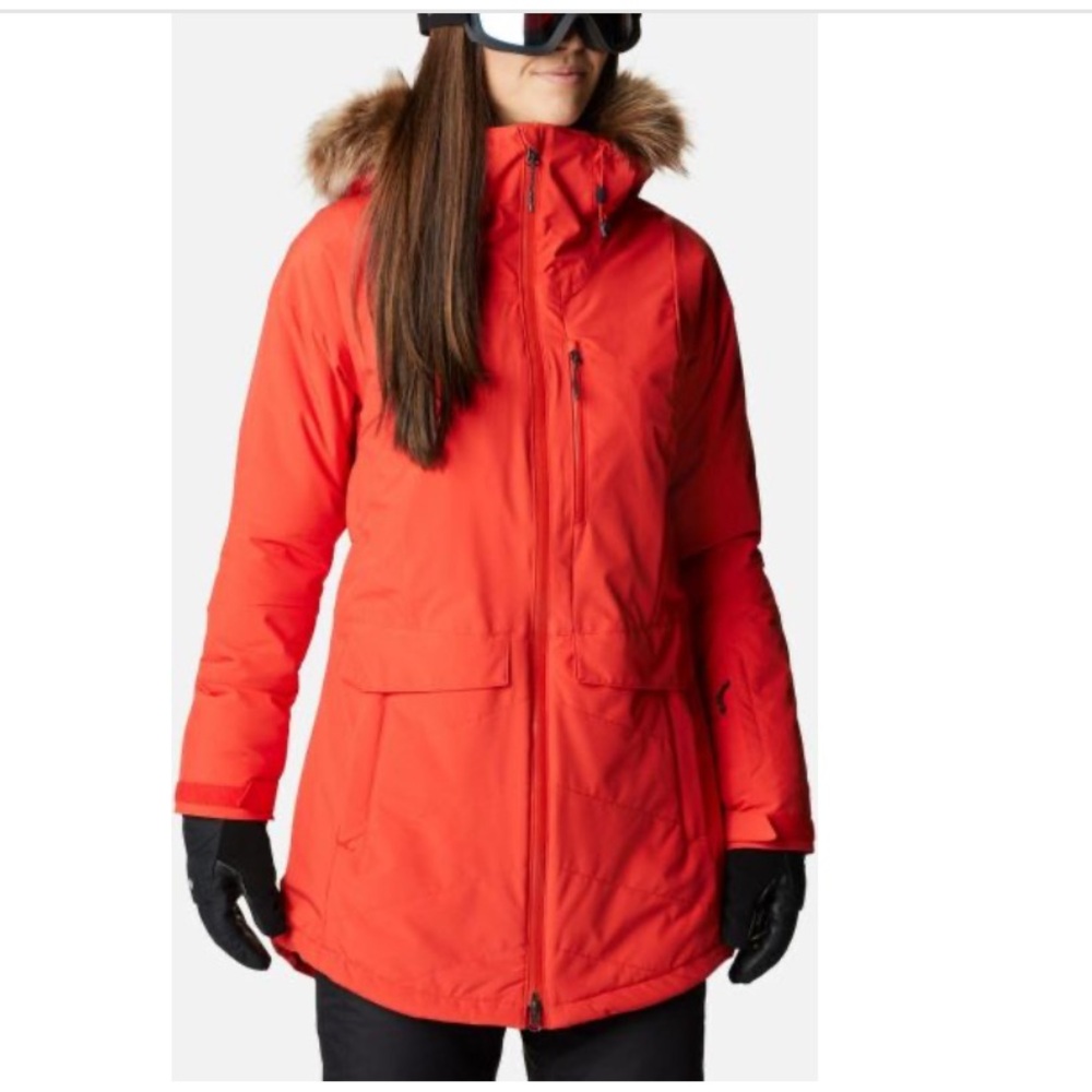 Columbia Women’s Orange Mount Bindo Hooded Full Zip Insulated Logo Jackets XS